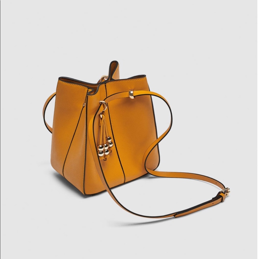 ZARA Dark Mustard Bucket Bag w/ metal detail